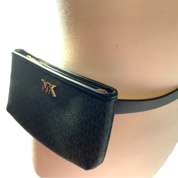 MICHAEL KORS MK Black Gold LOGO Fanny Pack Belt Bag - Picture 5 of 9